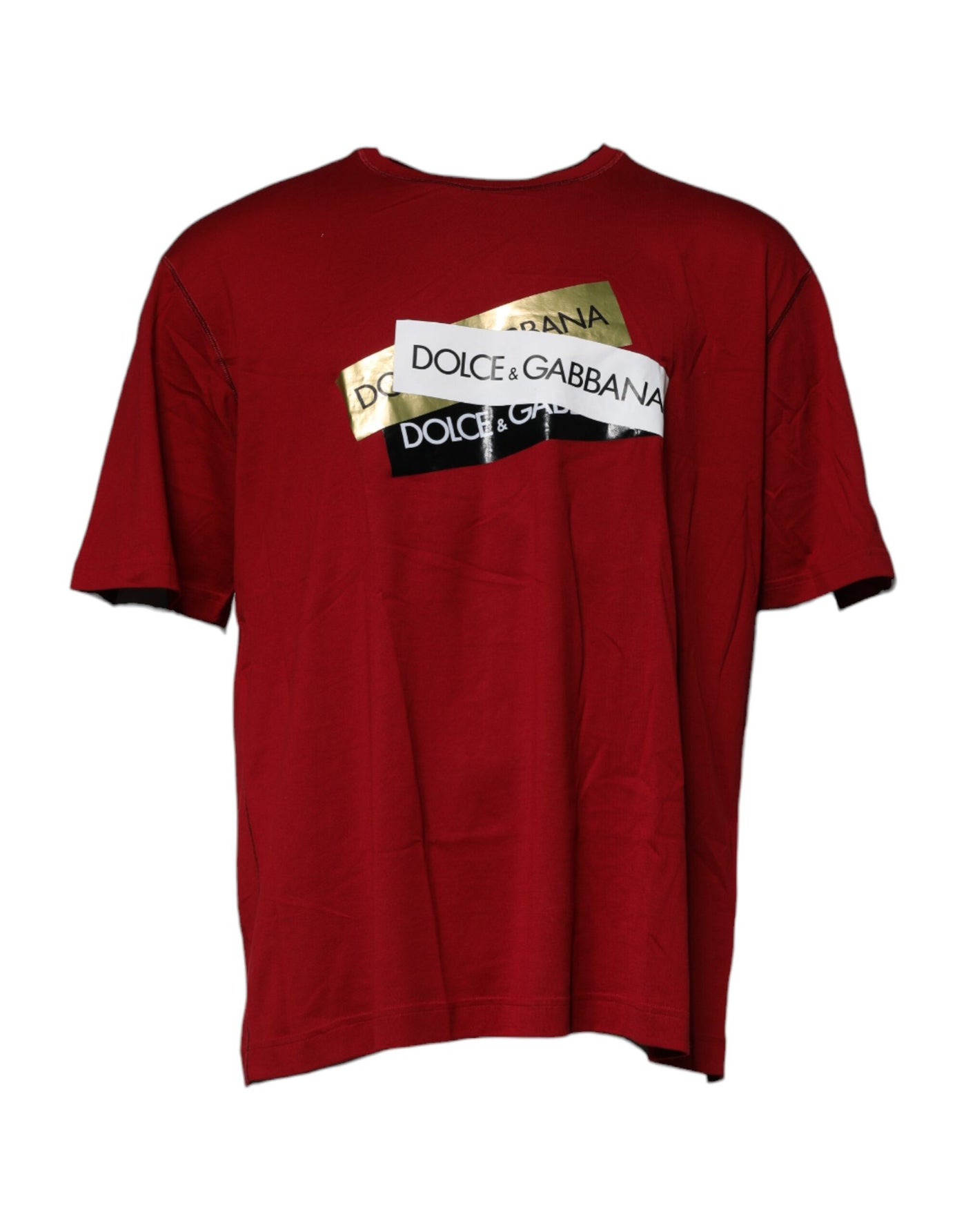 T-shirt ras du cou en coton à logo rouge Dolce &amp; Gabbana