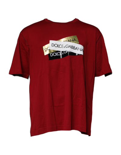 T-shirt ras du cou en coton à logo rouge Dolce &amp; Gabbana
