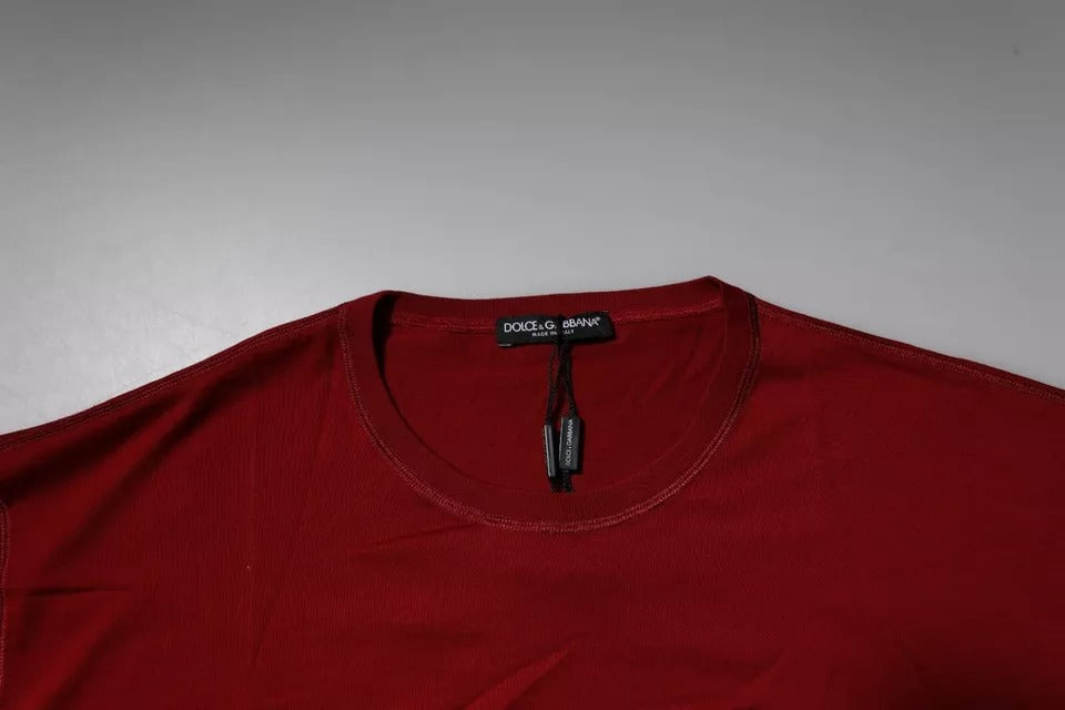 T-shirt ras du cou en coton à logo rouge Dolce &amp; Gabbana