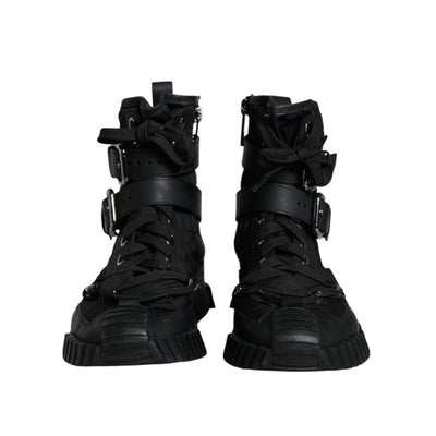 Dolce & Gabbana Black Nylon Lace-Up Boots