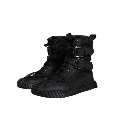Dolce & Gabbana Black Nylon Lace-Up Boots