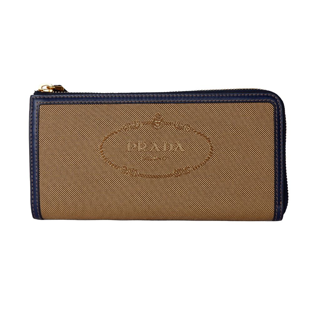 Prada Bruine Canvas Dames Portemonnee