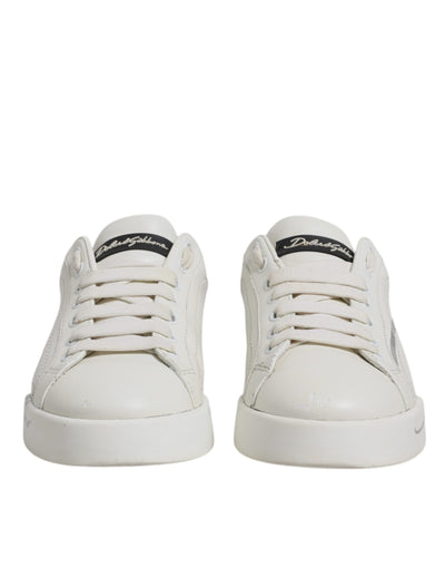 Dolce &amp; Gabbana Wit Zwart Logo Portofino Heren Sneakers