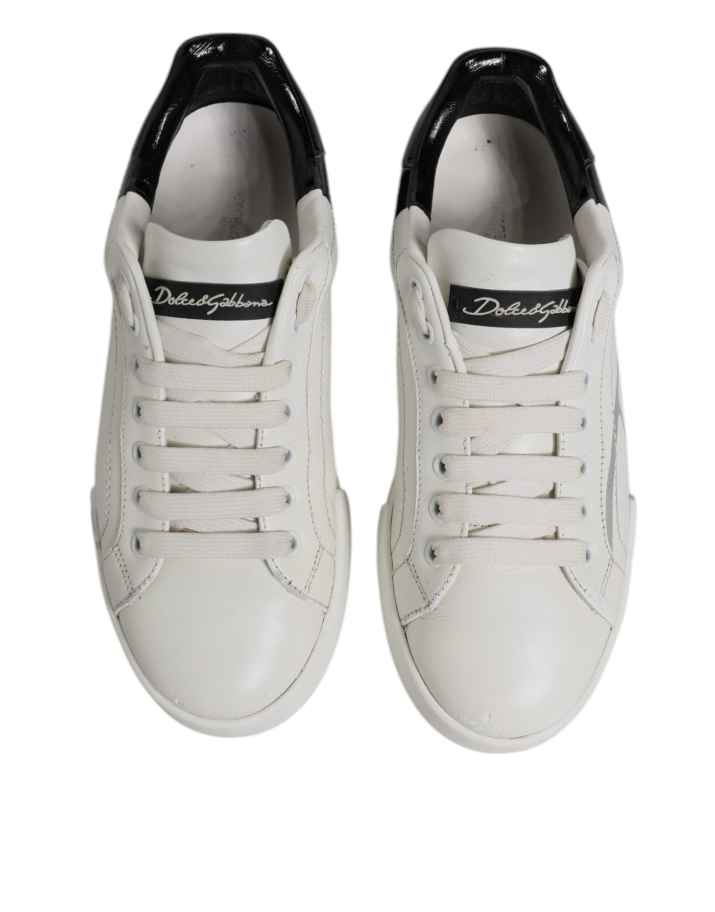 Dolce &amp; Gabbana Wit Zwart Logo Portofino Heren Sneakers