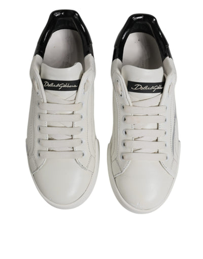 Dolce &amp; Gabbana Wit Zwart Logo Portofino Heren Sneakers