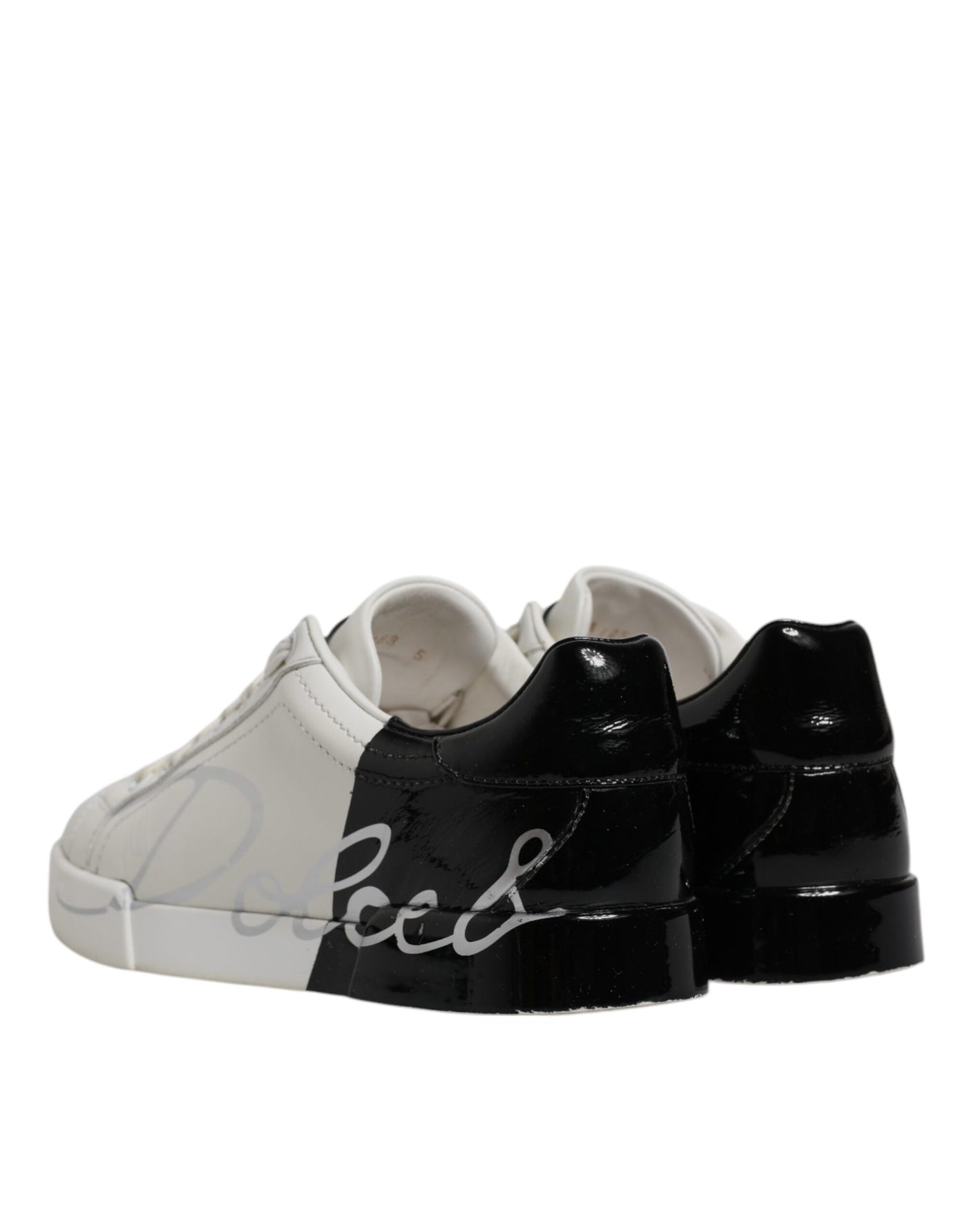 Dolce &amp; Gabbana Wit Zwart Logo Portofino Heren Sneakers