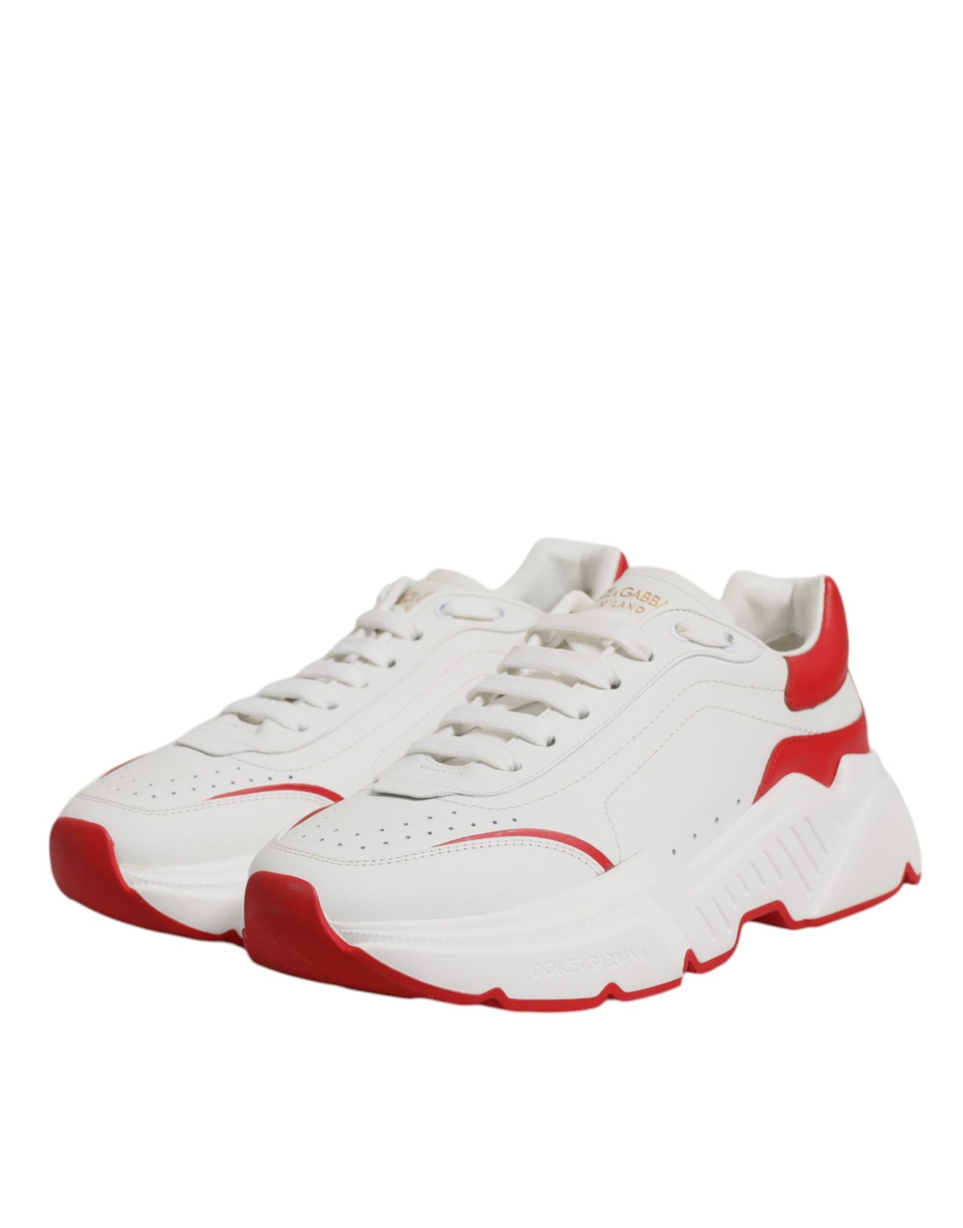 Dolce &amp; Gabbana Witte Rode Leren Daymaster Heren Sneakers