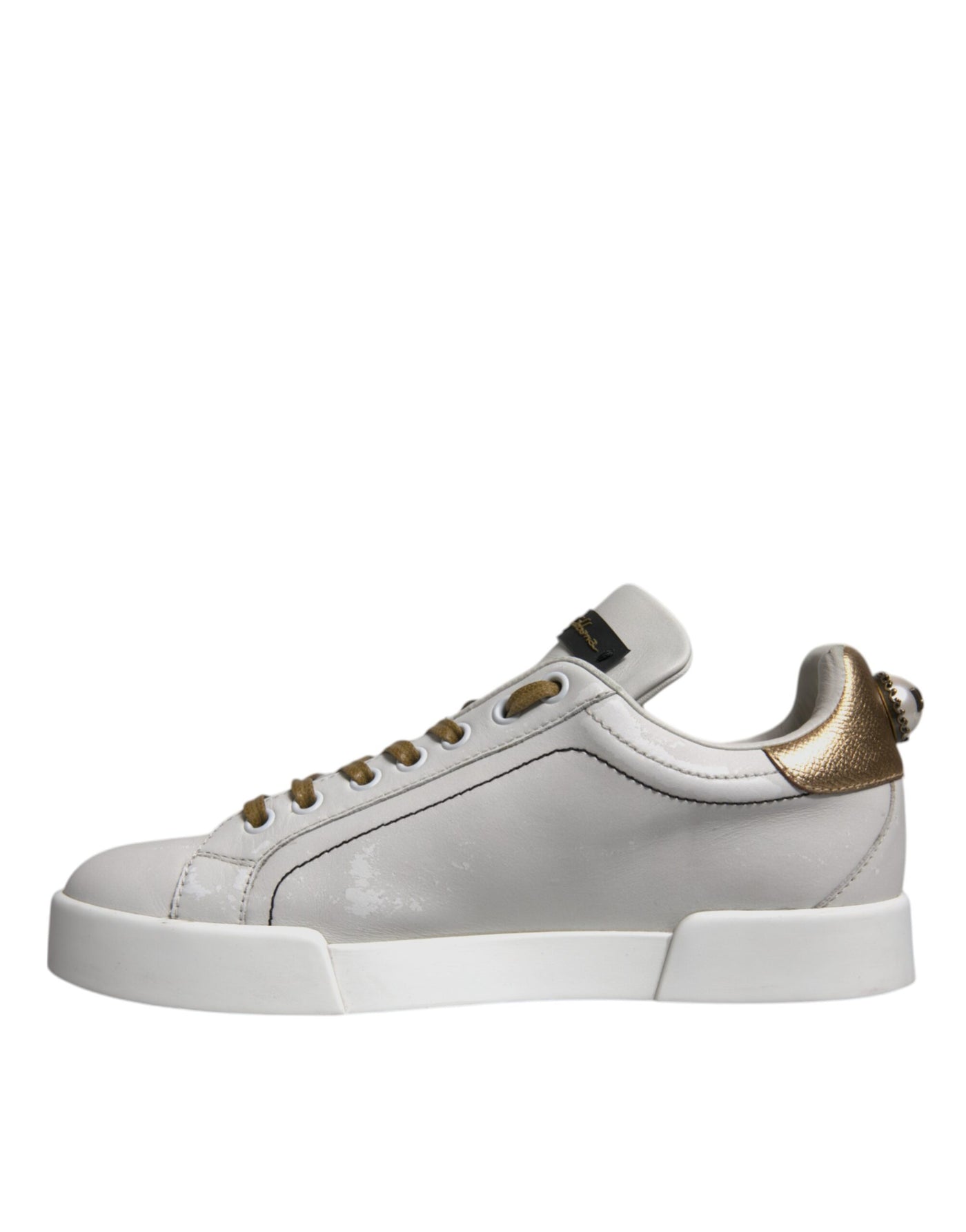 Dolce &amp; Gabbana Witgouden Leren Lage Sneakers Schoenen