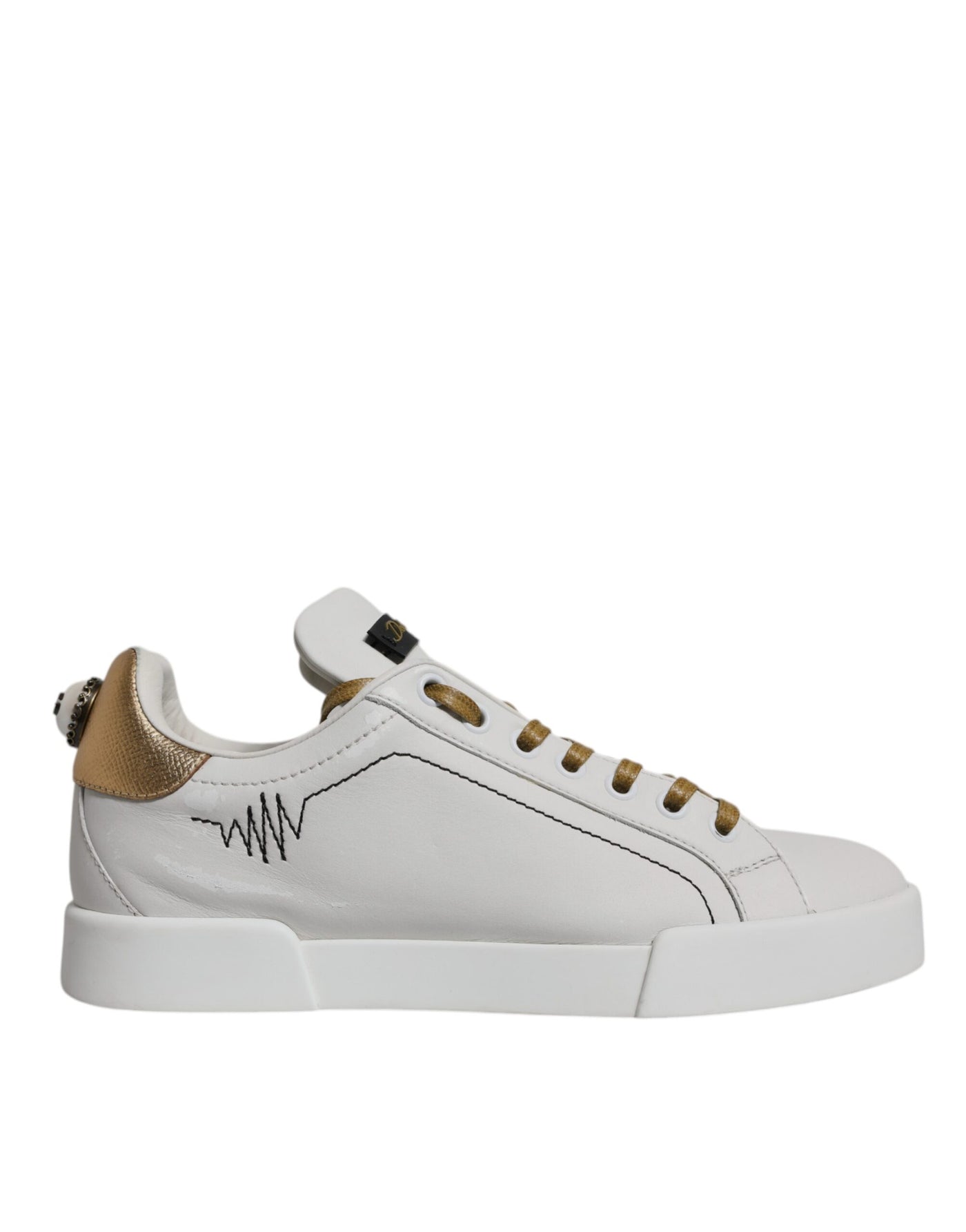 Dolce &amp; Gabbana Witgouden Leren Lage Sneakers Schoenen