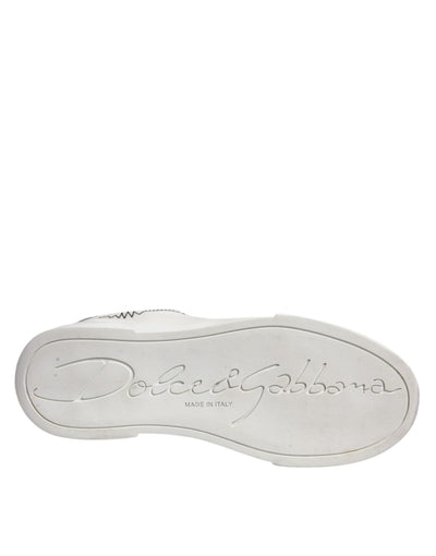 Dolce &amp; Gabbana Witgouden Leren Lage Sneakers Schoenen