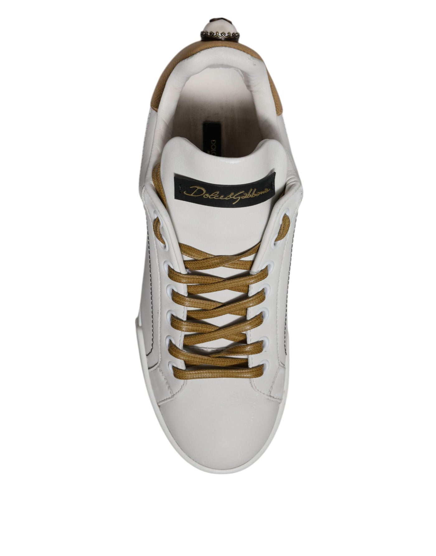 Dolce &amp; Gabbana Witgouden Leren Lage Sneakers Schoenen
