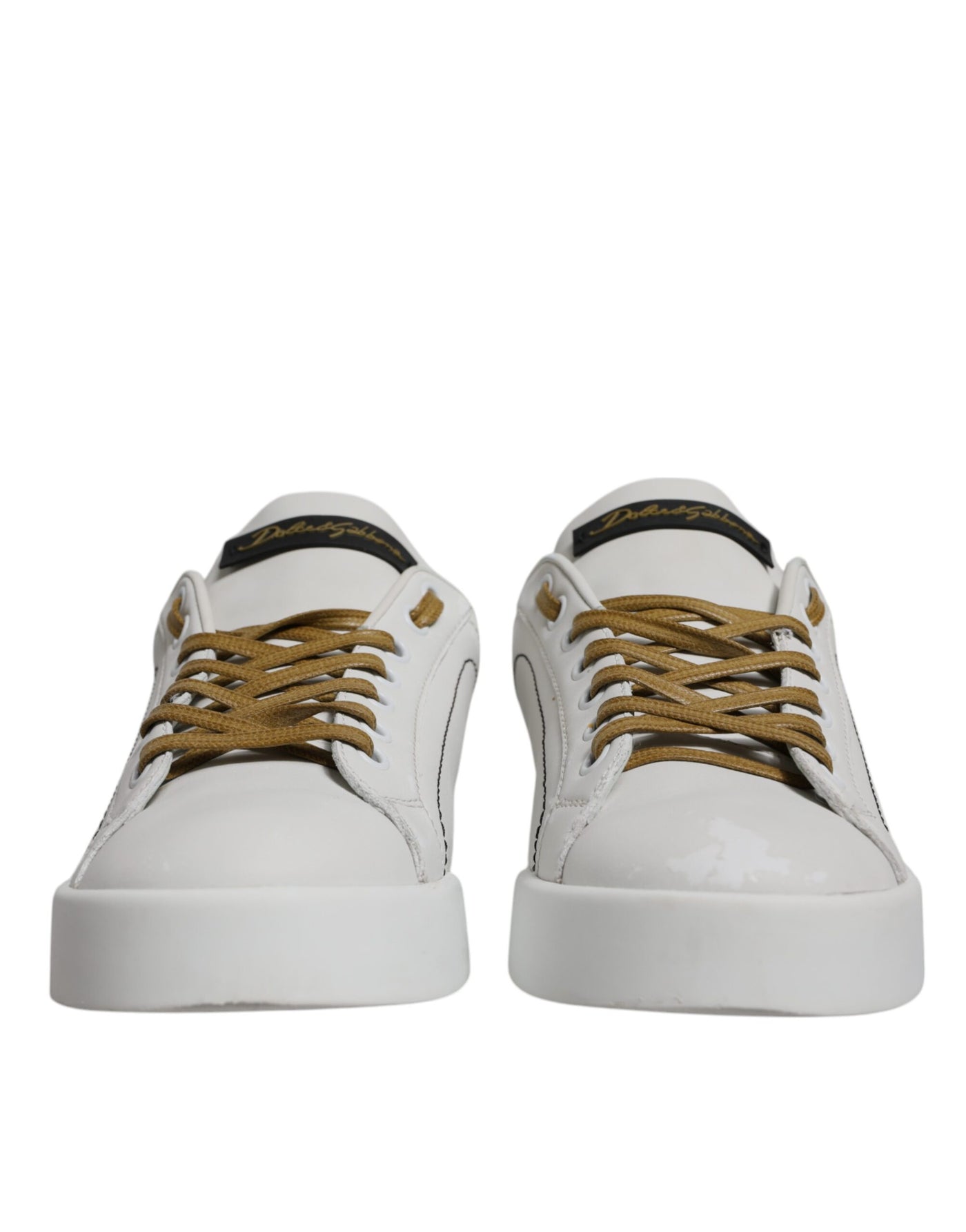Dolce &amp; Gabbana Witgouden Leren Lage Sneakers Schoenen