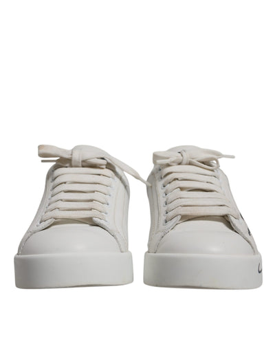 Dolce &amp; Gabbana Wit Blauw Logo Portofino Sneakers Schoenen