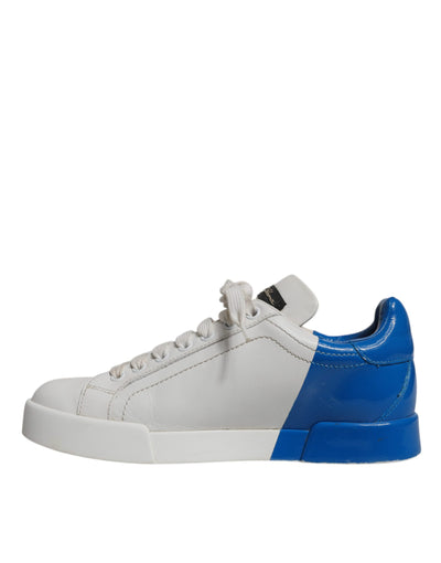 Dolce &amp; Gabbana Wit Blauw Logo Portofino Sneakers Schoenen