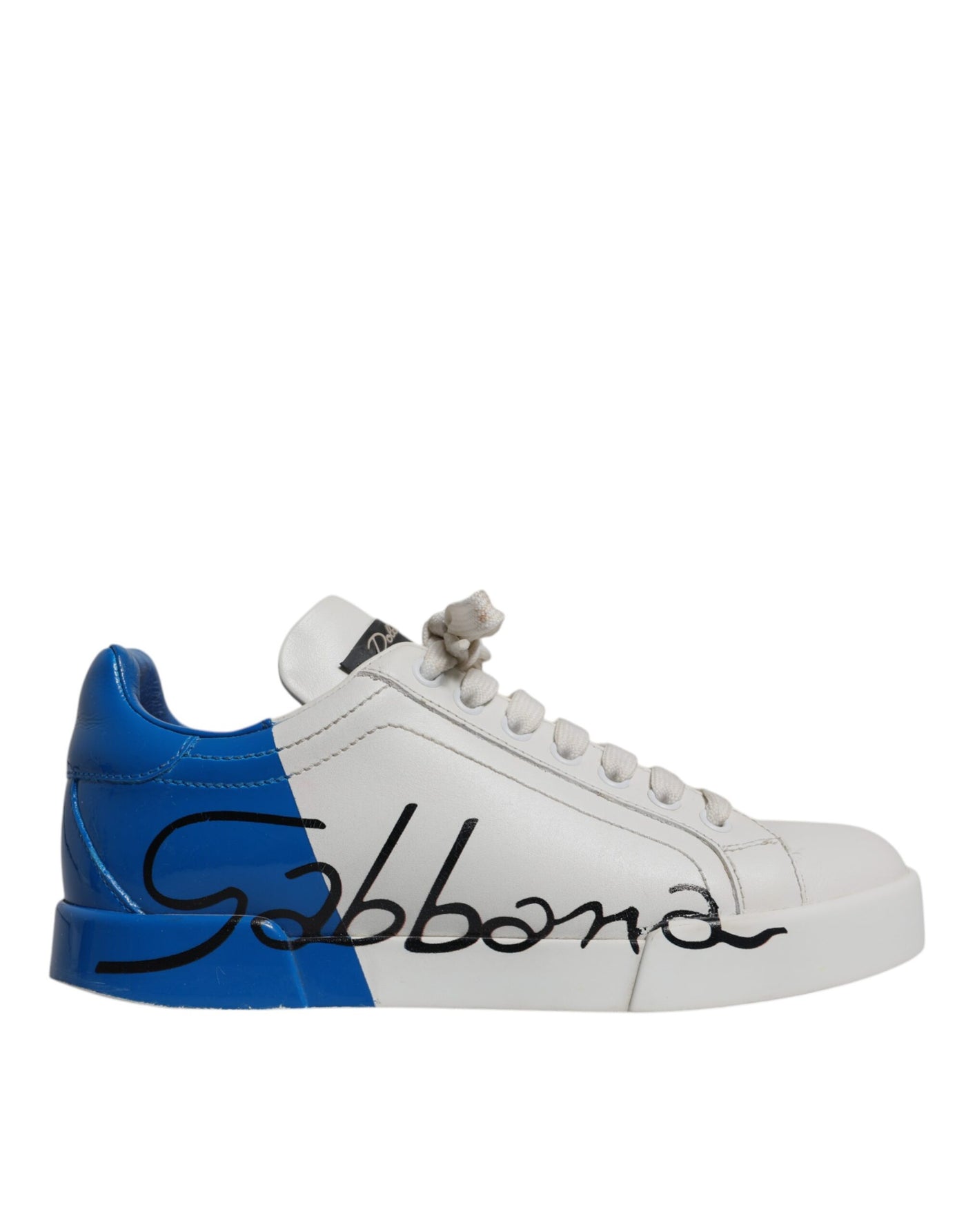 Dolce &amp; Gabbana Wit Blauw Logo Portofino Sneakers Schoenen