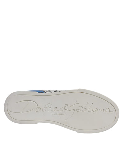 Dolce &amp; Gabbana Wit Blauw Logo Portofino Sneakers Schoenen