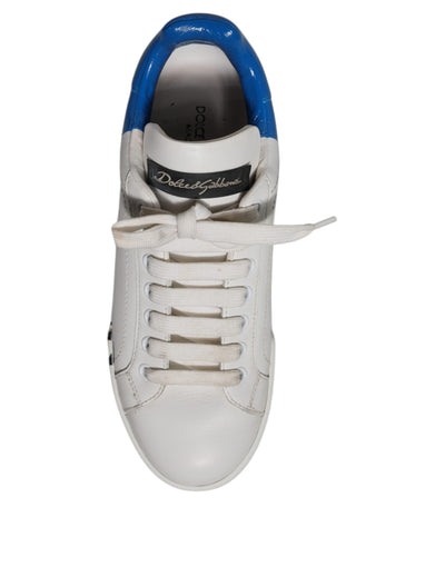 Dolce &amp; Gabbana Wit Blauw Logo Portofino Sneakers Schoenen