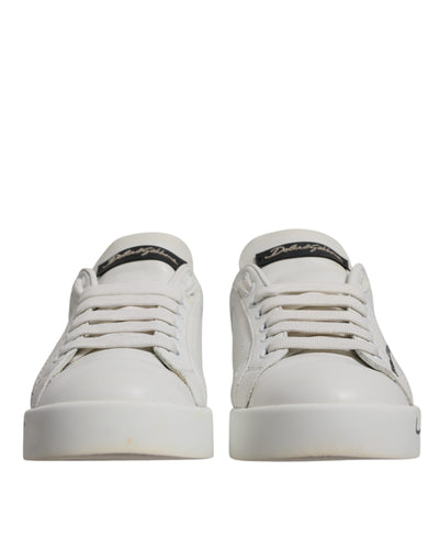 Dolce &amp; Gabbana Wit Blauw Logo Portofino Sneakers Schoenen
