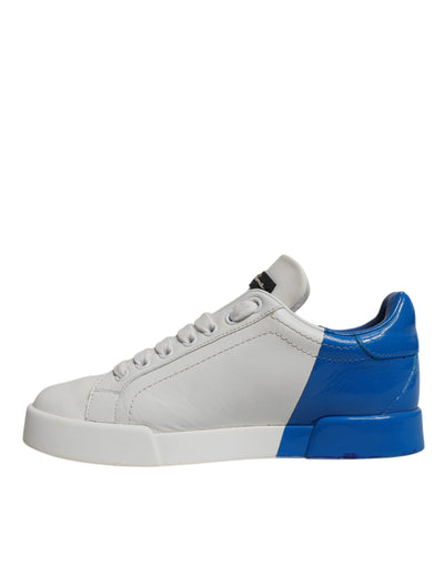Dolce &amp; Gabbana Wit Blauw Logo Portofino Sneakers Schoenen