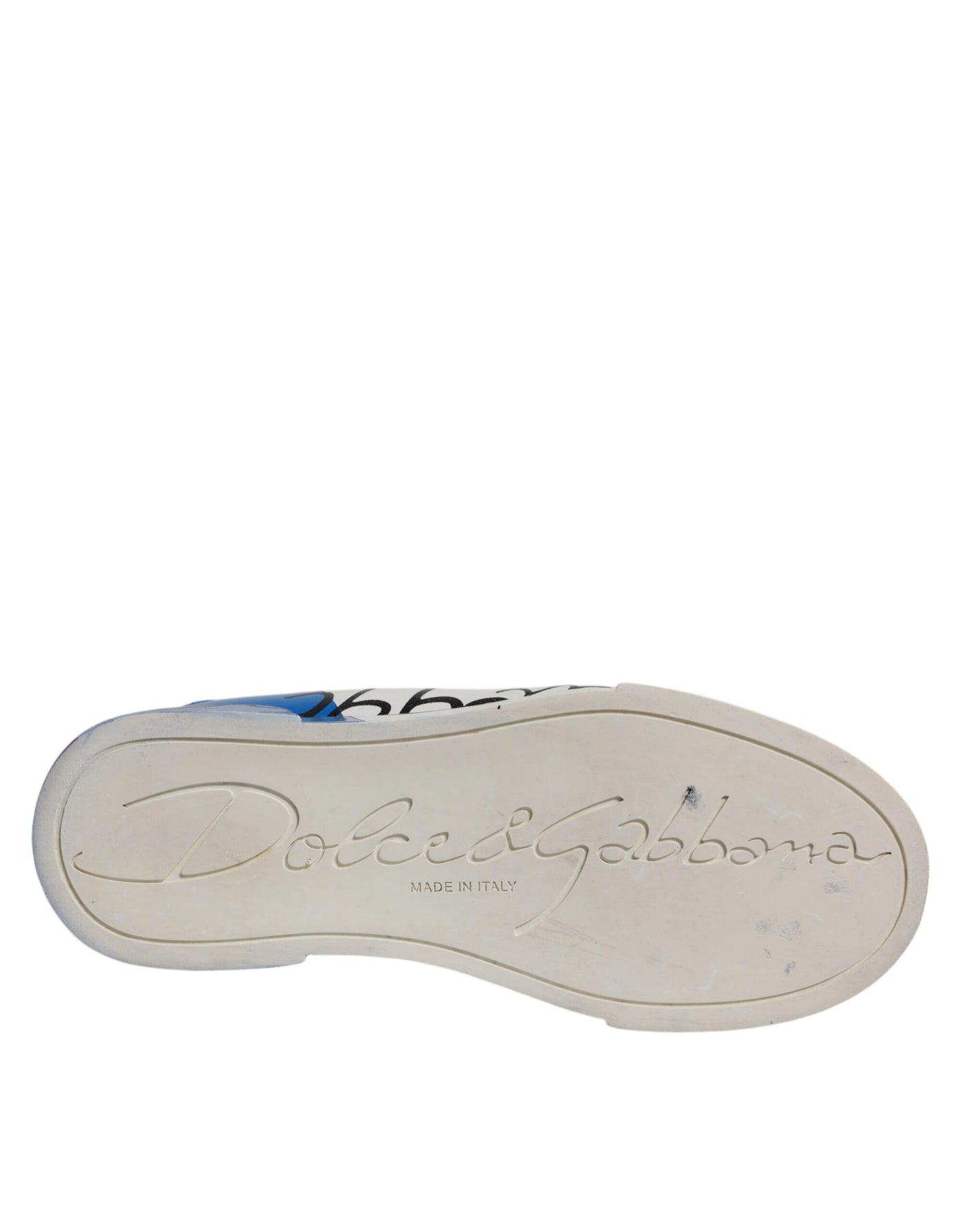 Dolce &amp; Gabbana Wit Blauw Logo Portofino Sneakers Schoenen