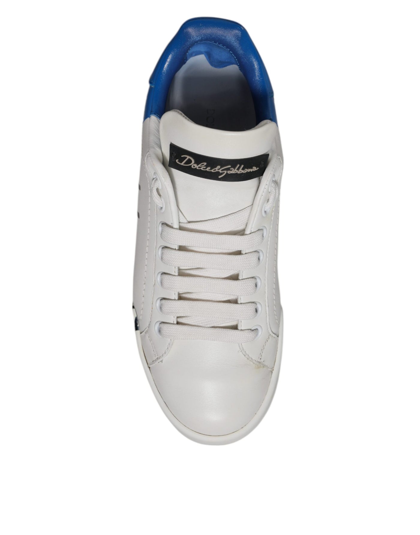 Dolce &amp; Gabbana Wit Blauw Logo Portofino Sneakers Schoenen