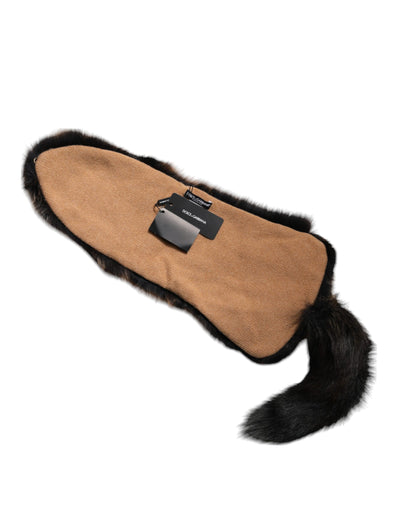 Dolce &amp; Gabbana Bruine Rode Vossenbont Nekwarmer Winter Sjaal