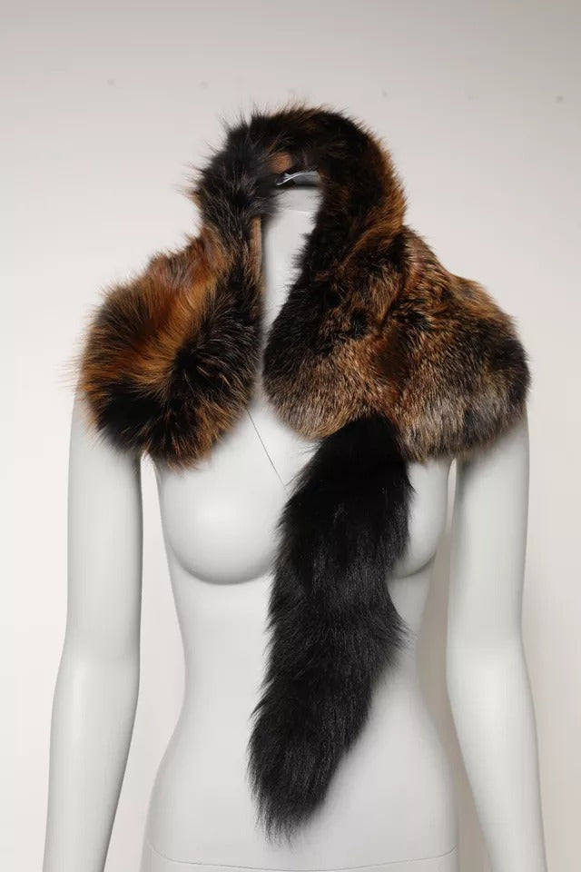 Dolce &amp; Gabbana Bruine Rode Vossenbont Nekwarmer Winter Sjaal