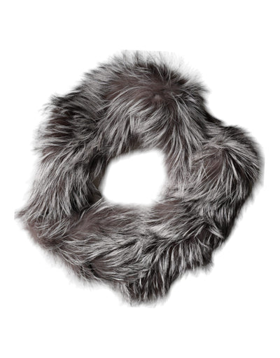 Dolce &amp; Gabbana Grijze Vossenbont Nekwarmer Winter Sjaal