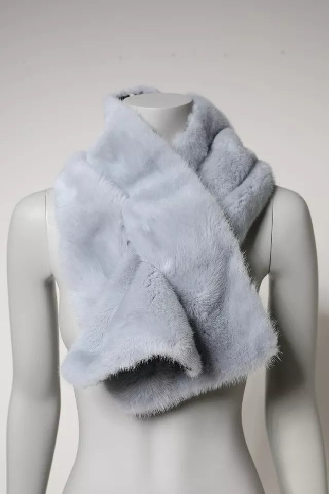 Dolce &amp; Gabbana Poederblauwe Nertsbont Nekwarmer Sjaal