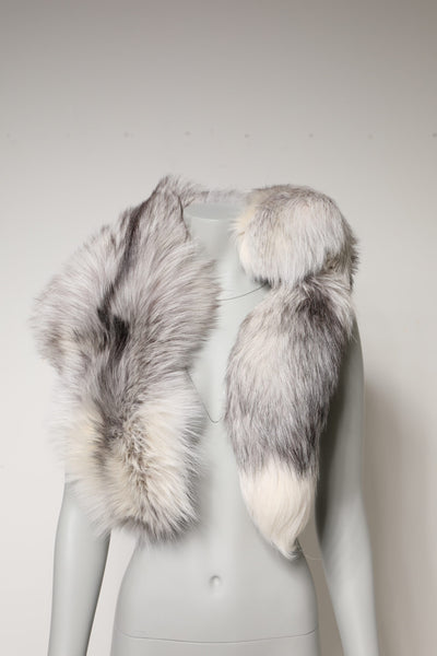 Dolce &amp; Gabbana Witte Vossenbont Nekwarmer Winter Sjaal