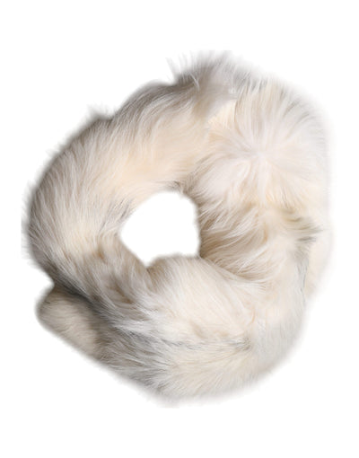 Dolce &amp; Gabbana Witte Vossenbont Nekwarmer Winter Sjaal