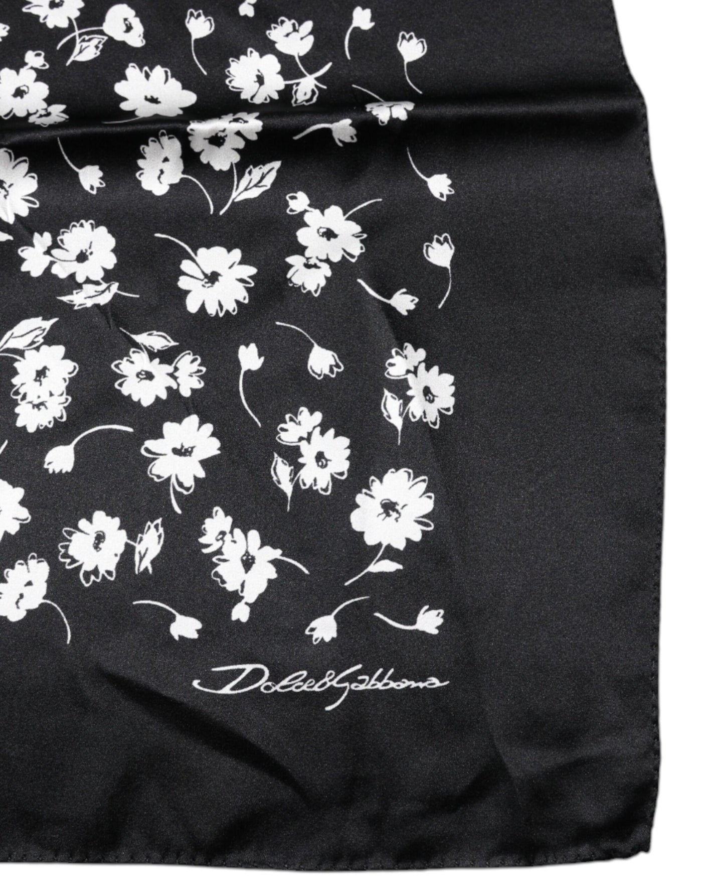 Dolce &amp; Gabbana Zwarte Bloemen Zijden Vierkante Omslagdoek