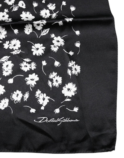 Dolce &amp; Gabbana Zwarte Bloemen Zijden Vierkante Omslagdoek