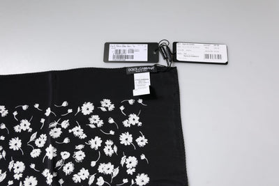 Dolce &amp; Gabbana Zwarte Bloemen Zijden Vierkante Omslagdoek