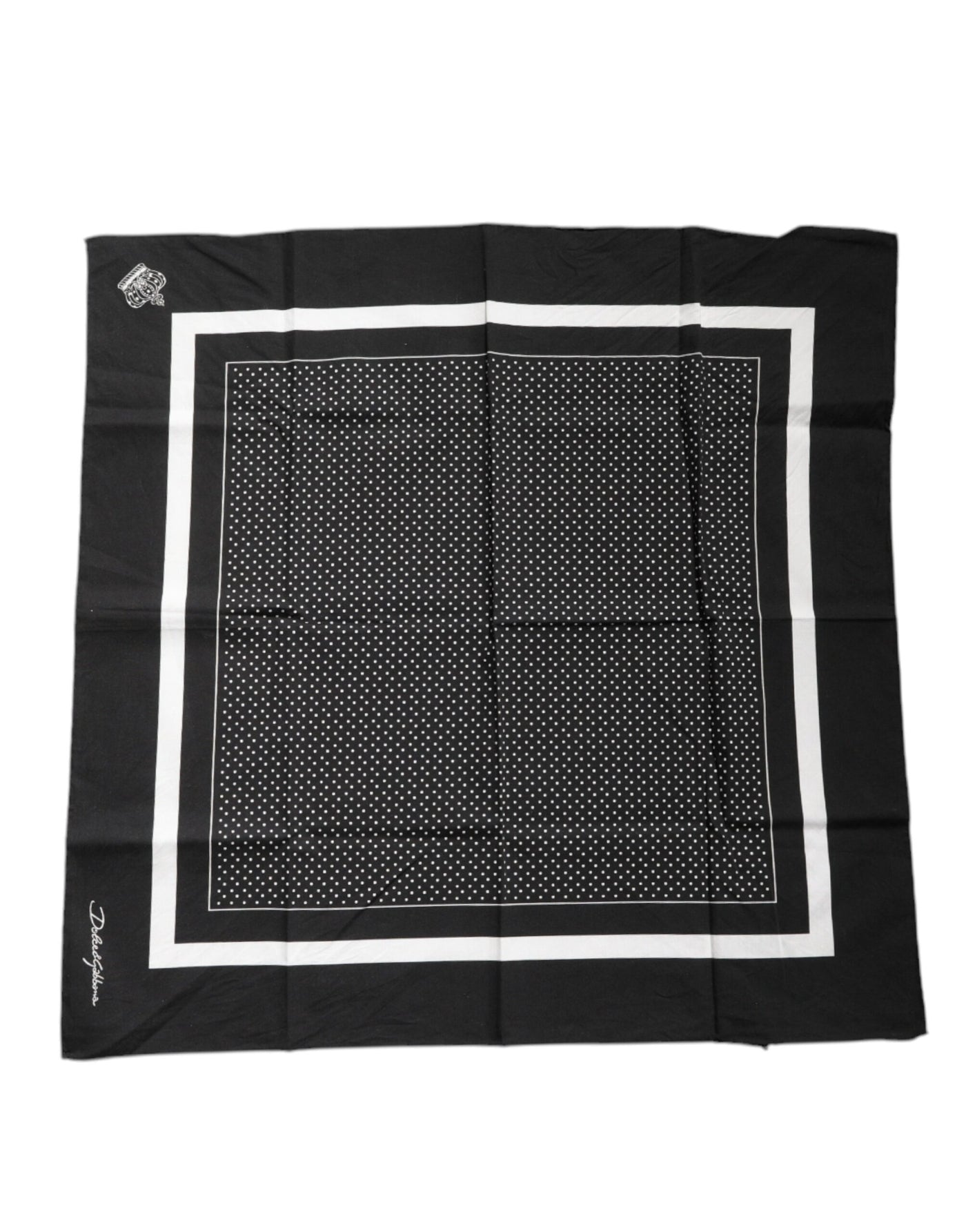 Dolce &amp; Gabbana Zwarte Polka Dots Katoenen Zakdoek Sjaal