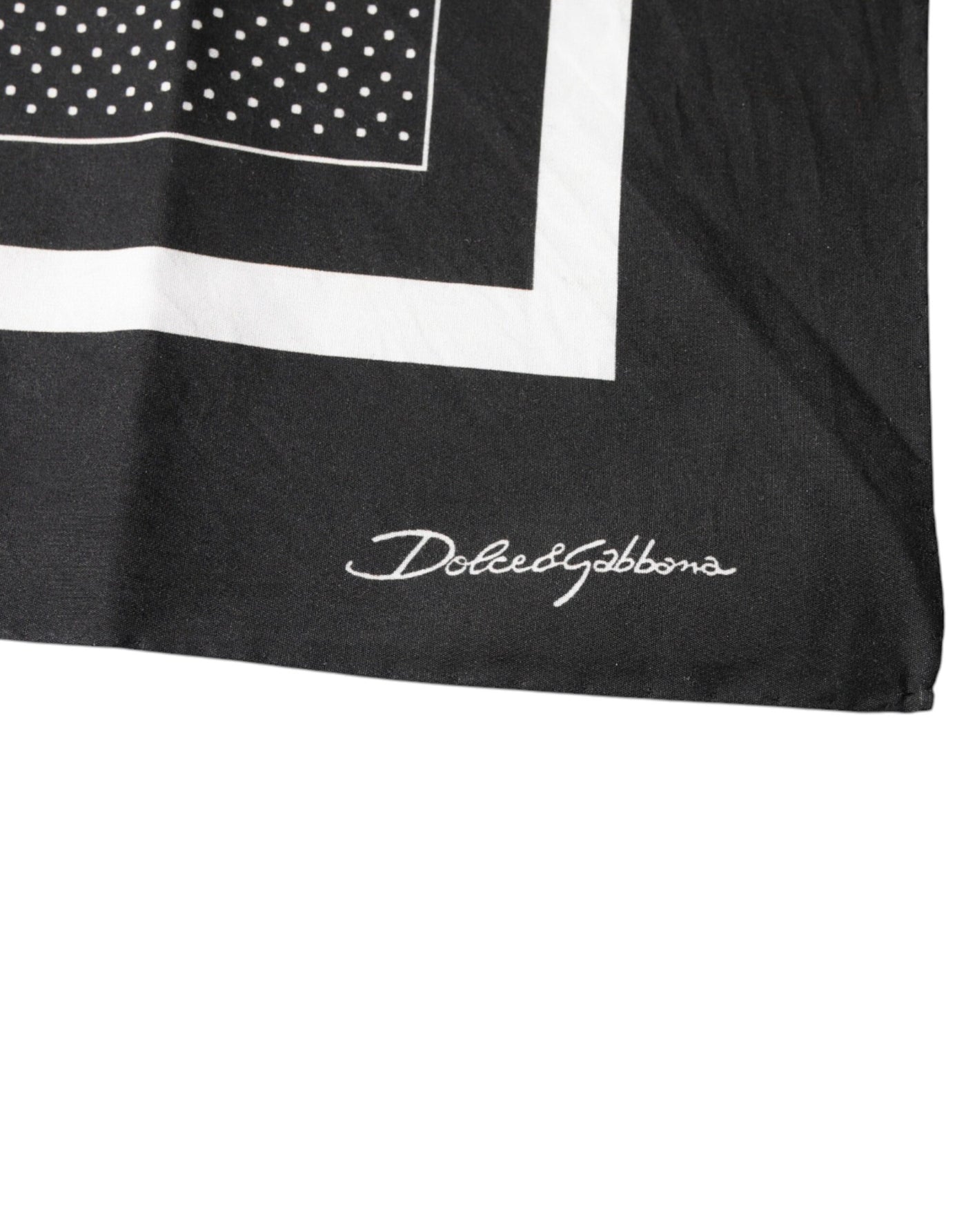 Dolce &amp; Gabbana Zwarte Polka Dots Katoenen Zakdoek Sjaal