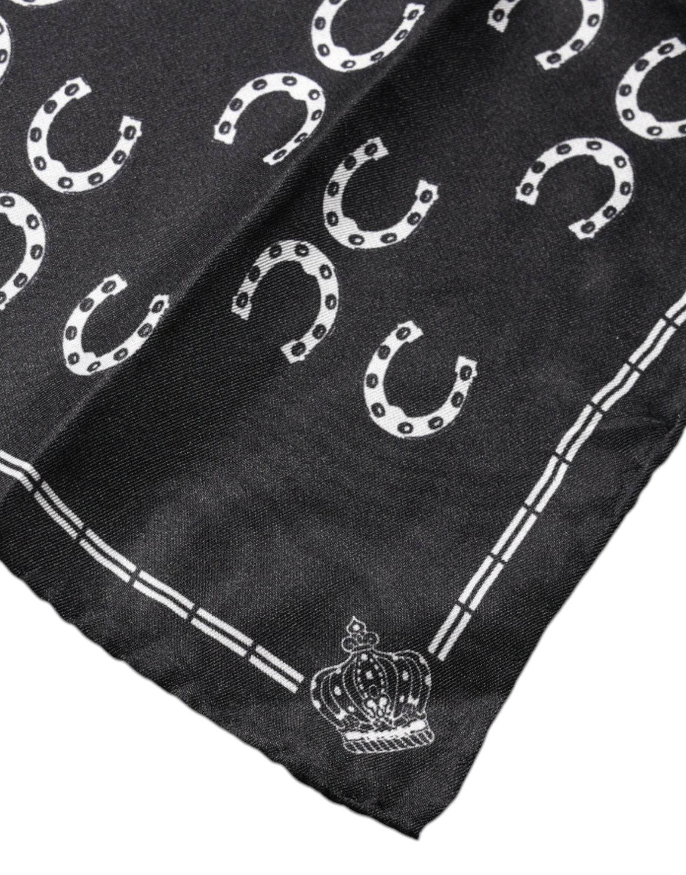 Dolce &amp; Gabbana Zwarte Hoefijzer Zijden Vierkante Zakdoek Sjaal