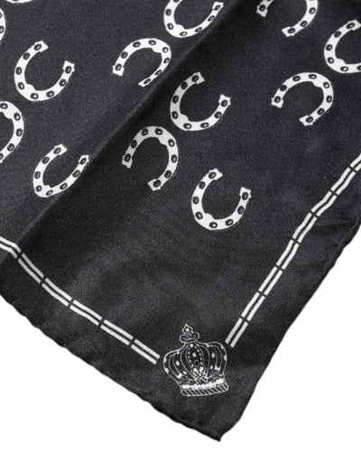 Dolce &amp; Gabbana Zwarte Hoefijzer Zijden Vierkante Zakdoek Sjaal