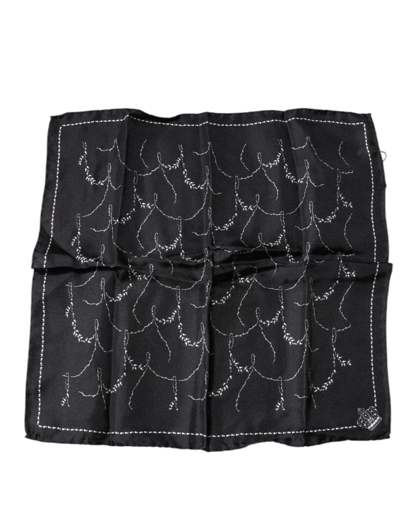 Dolce &amp; Gabbana Zwarte Zijden Zakdoek Sjaal met Patroon