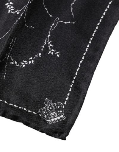 Dolce &amp; Gabbana Zwarte Zijden Zakdoek Sjaal met Patroon