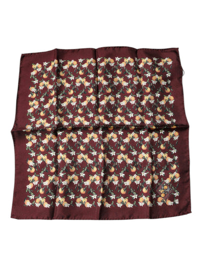 Dolce &amp; Gabbana Maroon Oranges Zijden Vierkante Zakdoek Sjaal