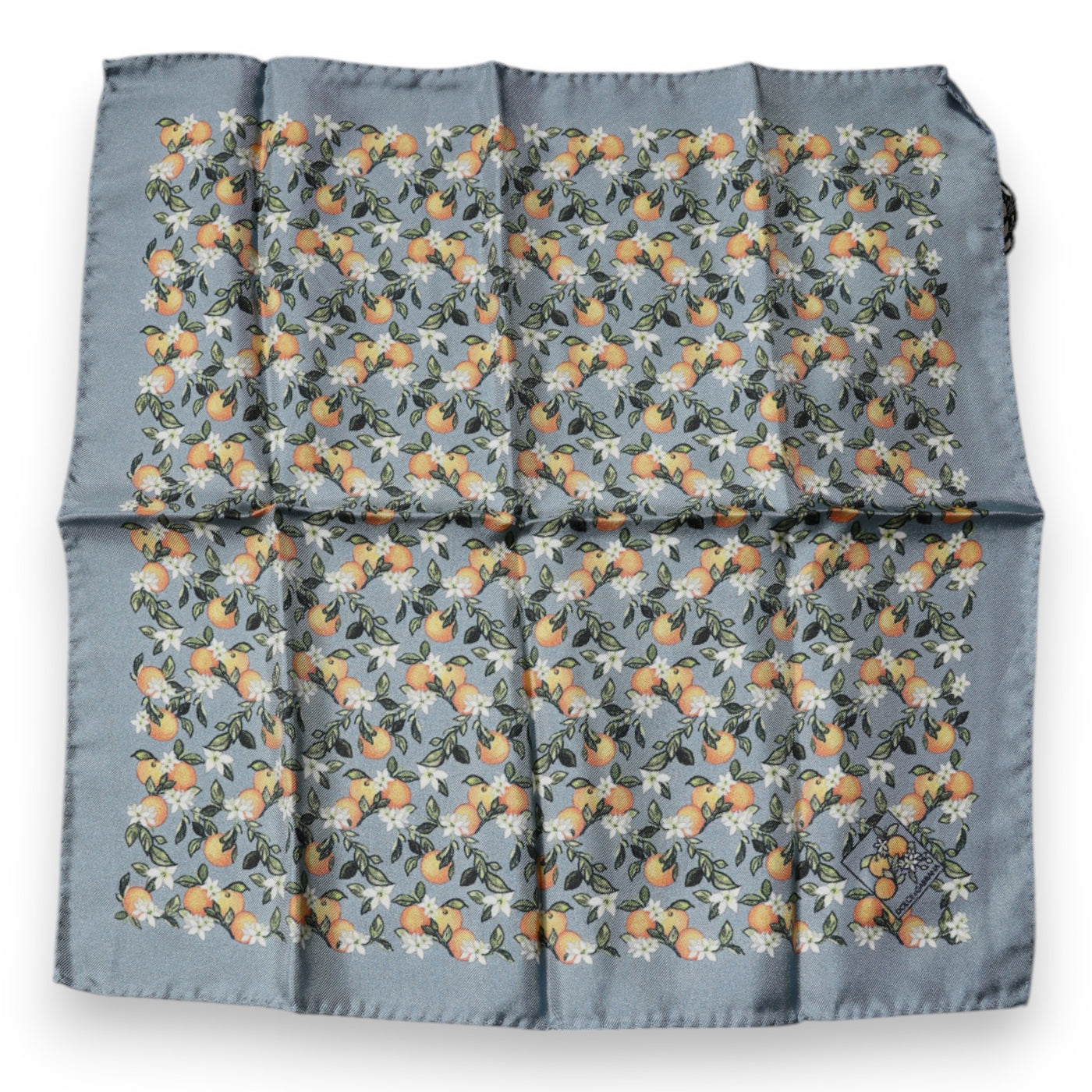 Dolce &amp; Gabbana Grijze Oranje Zijden Vierkante Zakdoek Sjaal