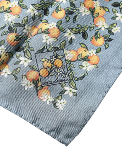Dolce &amp; Gabbana Grijze Oranje Zijden Vierkante Zakdoek Sjaal