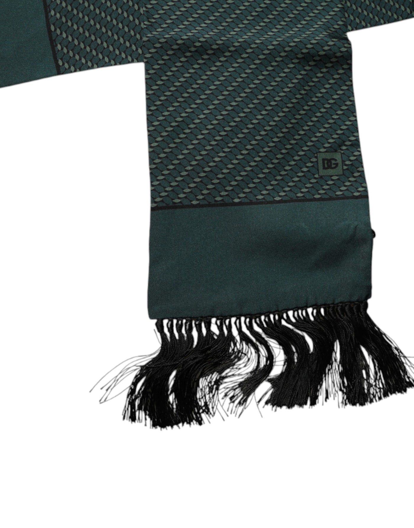 Dolce &amp; Gabbana Donkergroene Fantasy Fringes Nekwikkel Sjaal