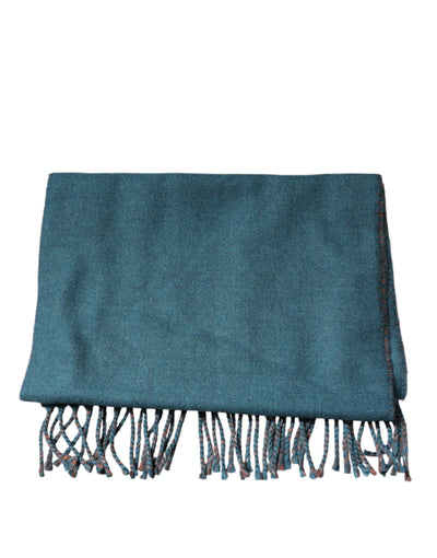 Dolce &amp; Gabbana Blauwgroene Wollen Franjes Wikkelsjaal