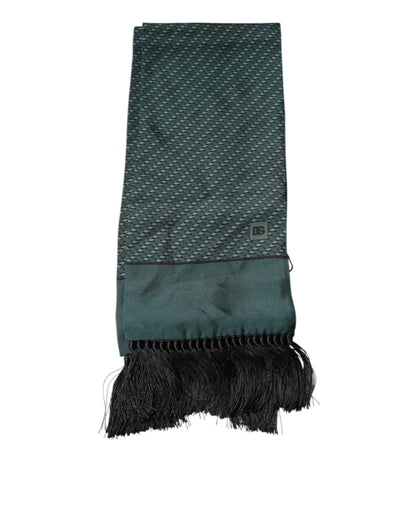 Dolce &amp; Gabbana Donkergroene Fantasy Fringes Nekwikkel Sjaal