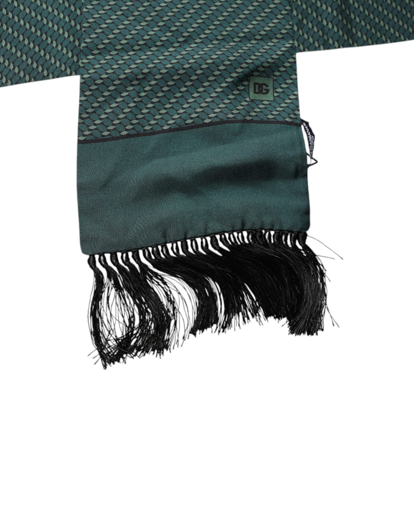 Dolce &amp; Gabbana Donkergroene Fantasy Fringes Nekwikkel Sjaal