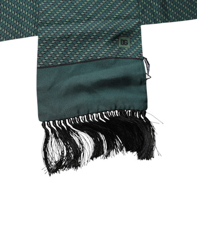 Dolce &amp; Gabbana Donkergroene Fantasy Fringes Nekwikkel Sjaal