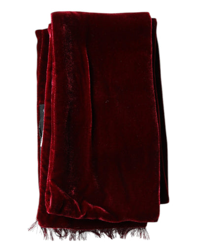 Dolce &amp; Gabbana Maroon Zijden Franjes Skinny Nekwikkel Sjaal