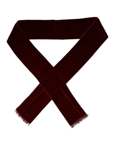 Dolce &amp; Gabbana Maroon Zijden Franjes Skinny Nekwikkel Sjaal
